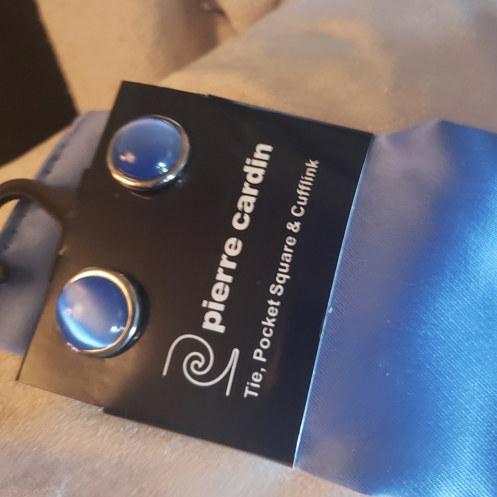 NWT Men's Pierre Cardin Tie & Cufflinks & Pocket Square